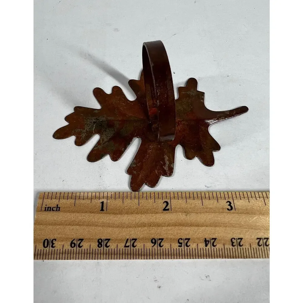 Metal Leaf Napkin Rings Set of 4 Brown Oak Fall Thanksgiving Table Decor